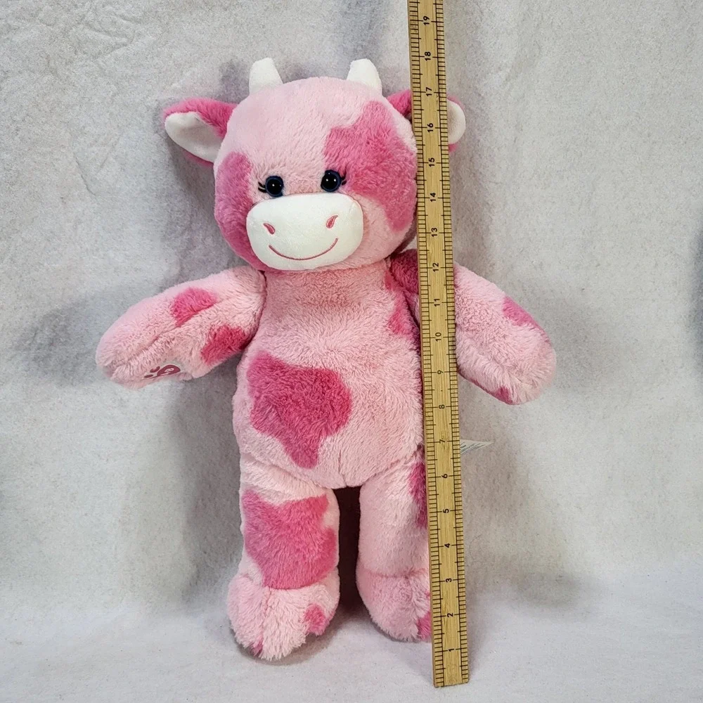 Build A Bear Pink Cow Plush Strawberry Feet Milkshake Spotted Stuffed Animal 16